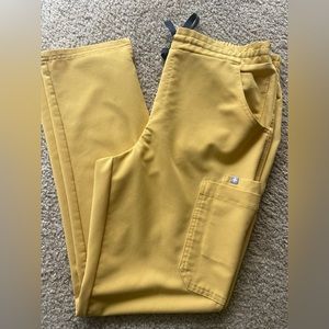 Women’s Figs Yola  Skinny Scrub pants mustard yellow